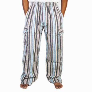 Handmade Himalayan Cotton Cargo Pants | Boho Striped Hippie Trousers | Unisex Festival & Travel Wear from Nepal