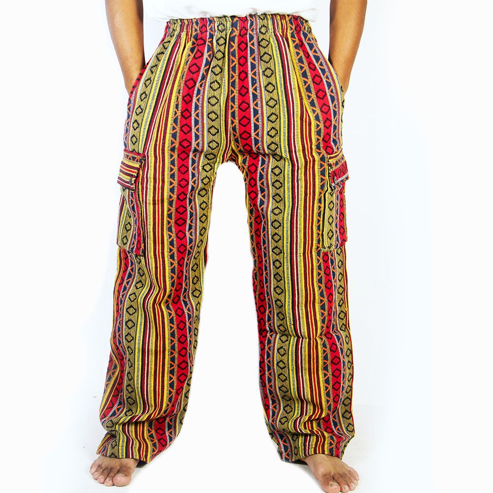 Handcrafted Himalayan Hippie Cargo Pants | Cotton Festival Trousers | Ethnic Boho Streetwear