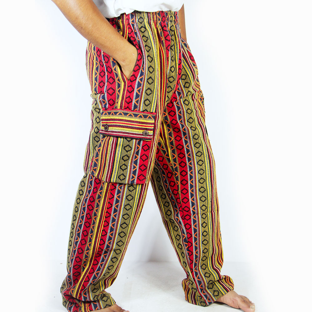 Handcrafted Himalayan Hippie Cargo Pants | Cotton Festival Trousers | Ethnic Boho Streetwear
