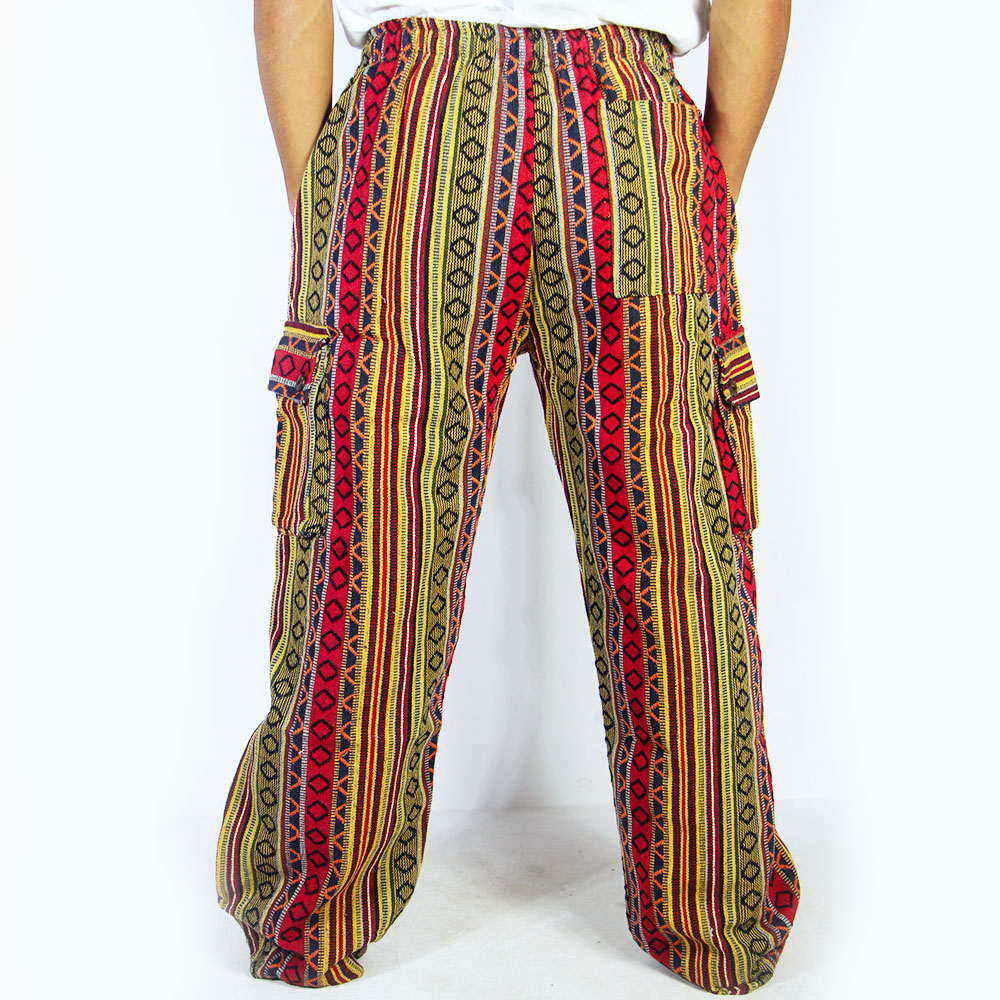 Handcrafted Himalayan Hippie Cargo Pants | Cotton Festival Trousers | Ethnic Boho Streetwear
