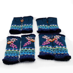 Fair Trade Hand-Knitted Wool Wrist Warmers | Cozy Fleece-Lined Boho Style