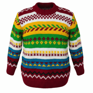 Hand-Knitted Himalayan Wool Jumper | 100% Pure Wool Rainbow Pattern Sweater | Boho & Hippie Winter Knitwear Wholesale