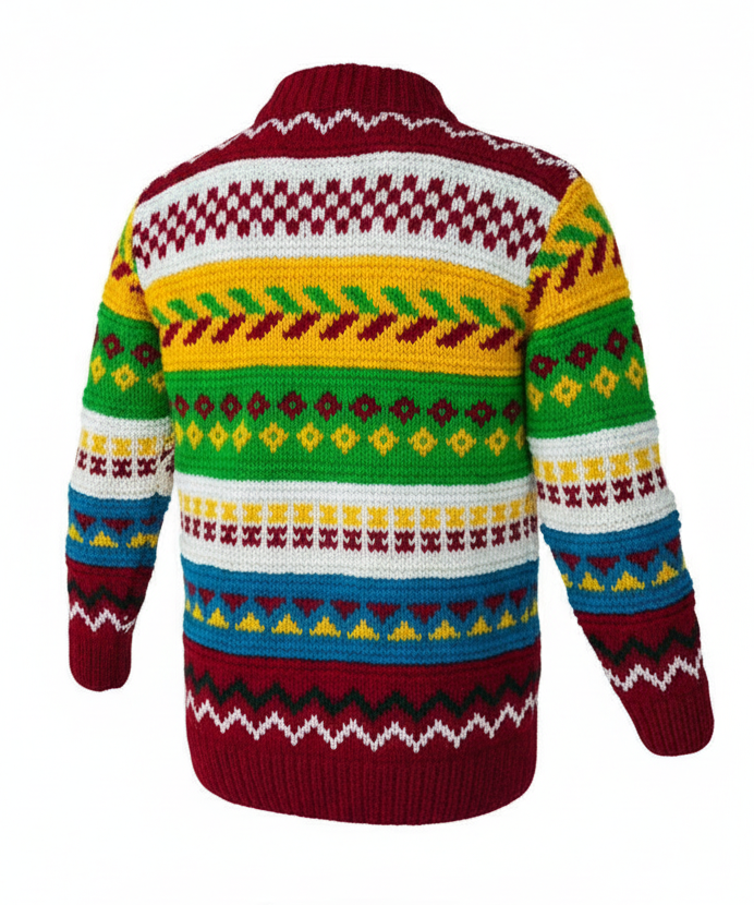 Hand-Knitted Himalayan Wool Jumper | 100% Pure Wool Rainbow Pattern Sweater | Boho & Hippie Winter Knitwear Wholesale