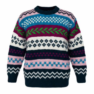 Hand-Knitted Himalayan Wool Jumper | 100% Pure Wool Multicolor Pattern Sweater | Boho & Hippie Winter Knitwear Wholesale