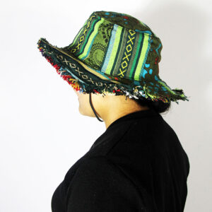 Green Print Tone Patchwork Hemp Hat Wholesale