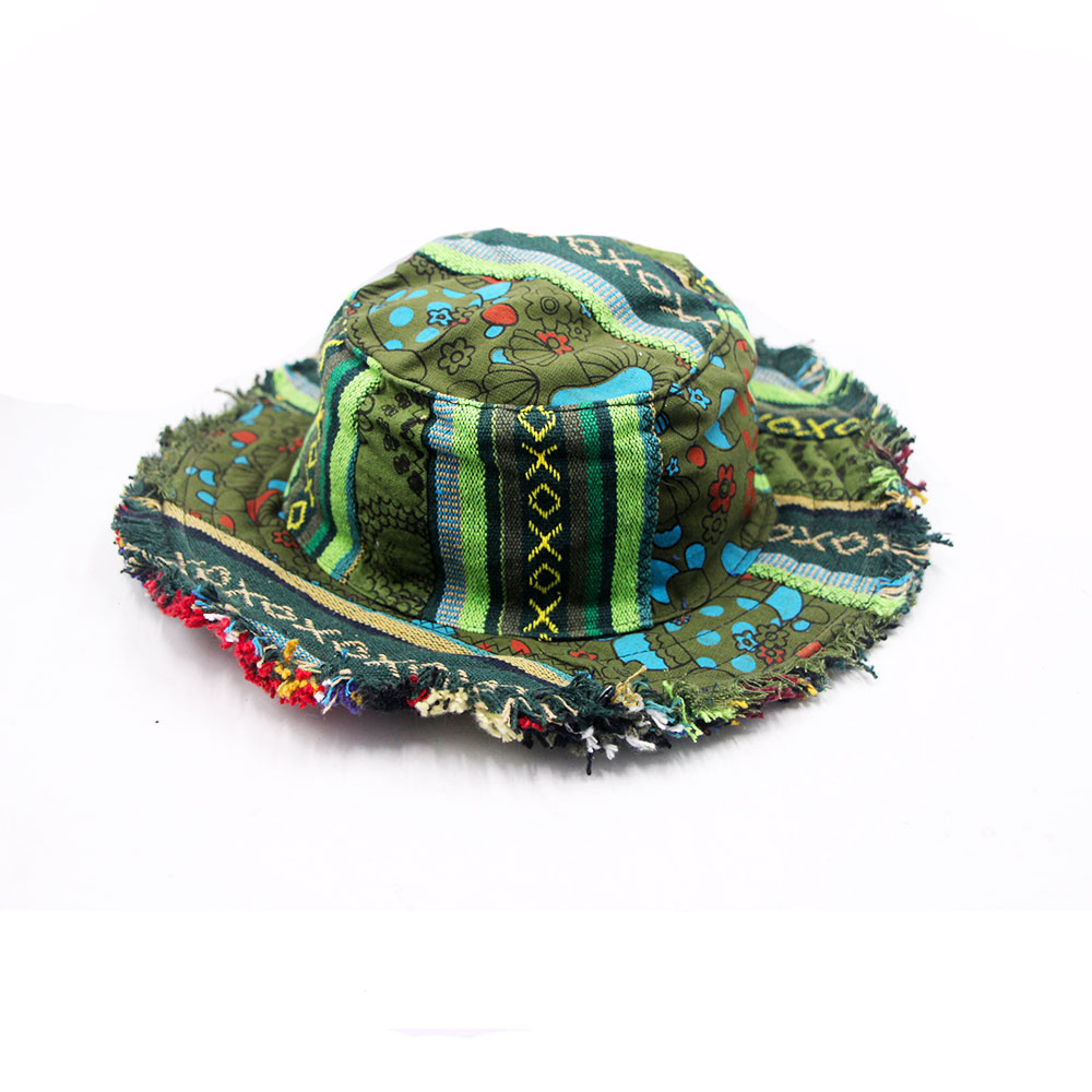 Green Print Tone Patchwork Hemp Hat Wholesale