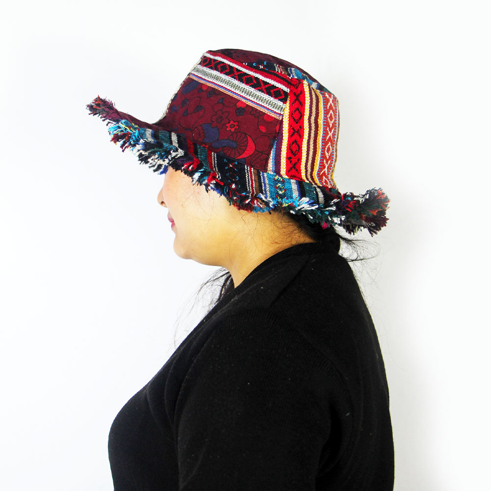 Patchwork Multicolored Mushroom Hemp Hat