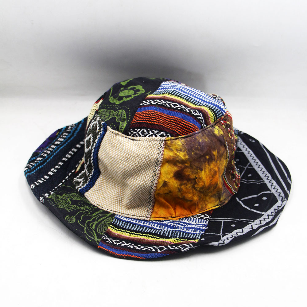 Hemp Patchwork Multicolored Mushroom Hat Made in Nepal
