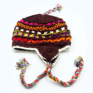 Handmade Wool Earflap Beanie Hat for Men & Women – Fleece Lined Winter Knit Hat with Braided Tassels | Warm Snowflake Design Ski Cap | Himalayan Handmade from Nepal