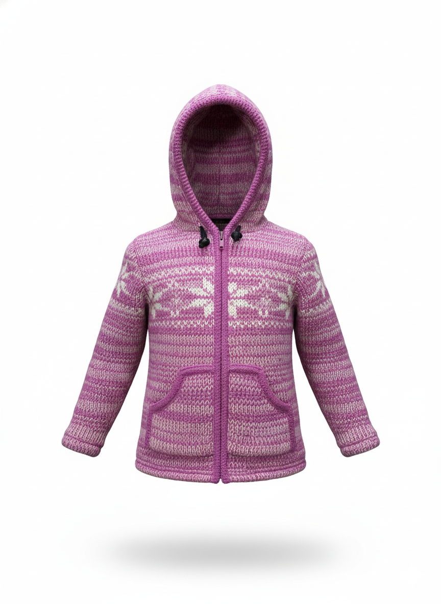 100% New Zealand Wool Kids Jacket | Hand-Knitted Boho Style | Fair Trade Wholesale