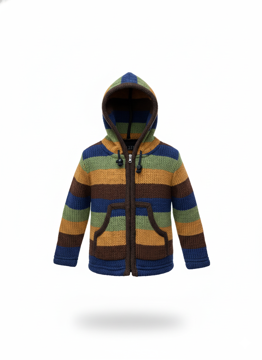 Warm Wool Children Jacket | 100% New Zealand Wool | Hippie Style | Global Wholesale