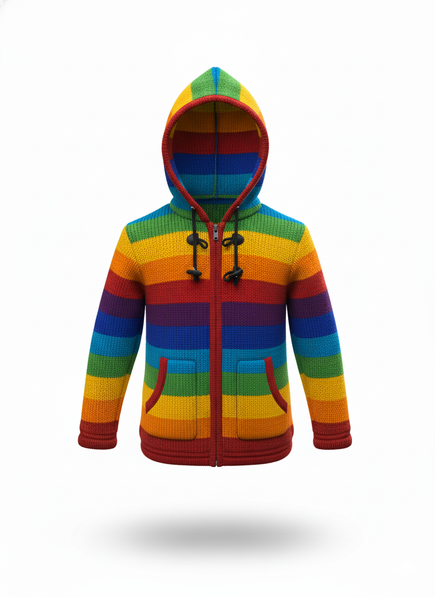Colorful Rainbow Children Wool Jacket | Premium New Zealand Wool | Global Wholesale