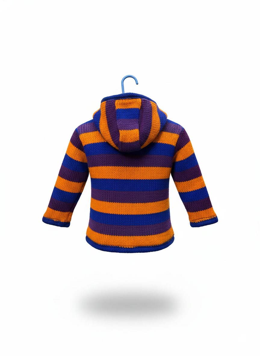 Natural New Zealand Wool Kids Jacket | Hand-Knitted Boho Outerwear | Worldwide Wholesale