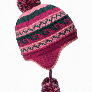 Bohemian Hand Knitted Sherpa Pom Pom Beanie – 100% Natural New Zealand Wool