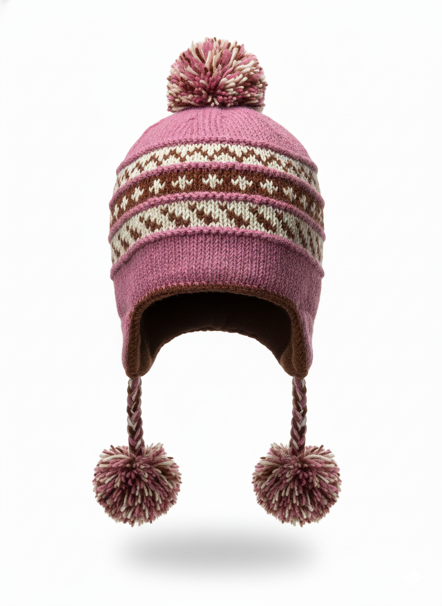 Chunky Hand Knitted Sherpa Wool Beanie with Pom Pom – Natural NZ Wool | Boho