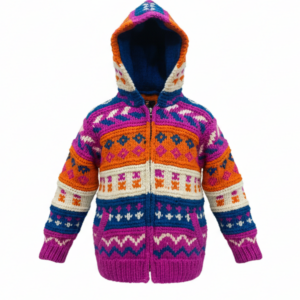 Colorful Hippie Kids Wool Jacket | Hand-Knitted NZ Wool | World Wholesaler