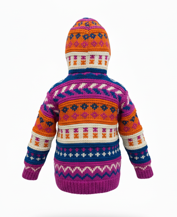 Colorful Hippie Kids Wool Jacket | Hand-Knitted NZ Wool | World Wholesaler