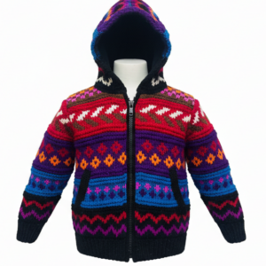 Hand-Knitted Wool Kids Jacket – Fleece Lined, Perfect for Winter