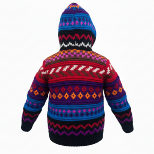 Hand-Knitted Wool Kids Jacket – Fleece Lined, Perfect for Winter