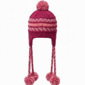 Hand-Knitted Sherpa Wool Airflap Hat with Long Pom-Pom | Warm Boho Winter Cap