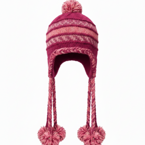 Hand-Knitted Sherpa Wool Airflap Hat with Long Pom-Pom | Warm Boho Winter Cap