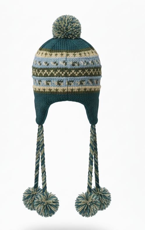 Unisex Hand-Knit Sherpa Wool Airflap Cap with Long Pom-Pom | Cozy Winter Hat