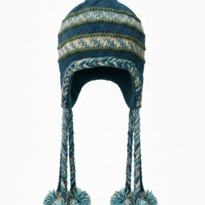 Vintage Hippie Sherpa Wool Airflap Hat | Handmade Knit with Long Pom-Pom