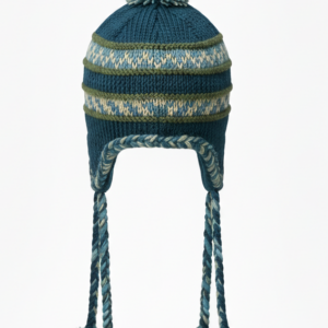 Vintage Hippie Sherpa Wool Airflap Hat | Handmade Knit with Long Pom-Pom