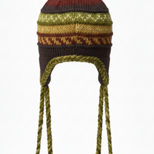 Chunky Hand-Knitted Sherpa Wool Airflap Hat | Long Pom-Pom Hippie Look