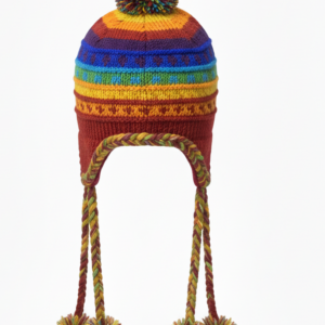 Boho Rainbow Sherpa Wool Airflap Hat | Handmade Long Pom-Pom | Pure Himalayan NZ Wool | Manufacturer