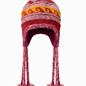 Retro Bohemian Sherpa Wool Airflap Hat | Hand Knit Long Pom-Pom | 100% Pure NZ Wool | Global Manufacturer