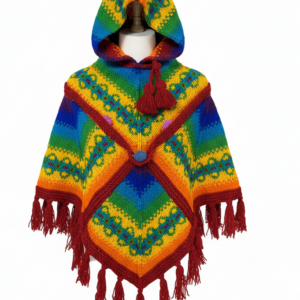 Hand Knit Wool Poncho Made in Nepal