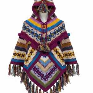 Hand-Knitted Hippie Wool Poncho | 100% Natural Boho Winter Wear | Fair Trade Wholesale Worldwide