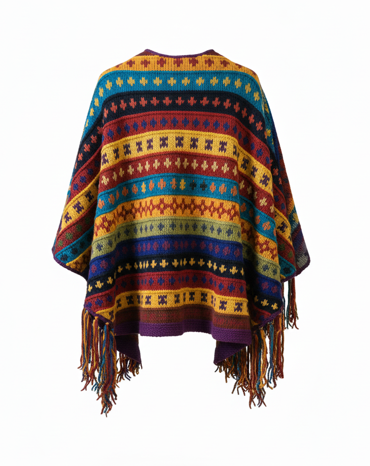 Chunky Hand-Knit Wool Poncho | Festival Hippie Wear | Pure NZ Wool | Global Wholesale