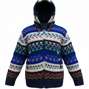 Vintage Hippie Knitted Wool Jacket | Fleece-Lined | Colorful Boho | NZ Wool Wholesale