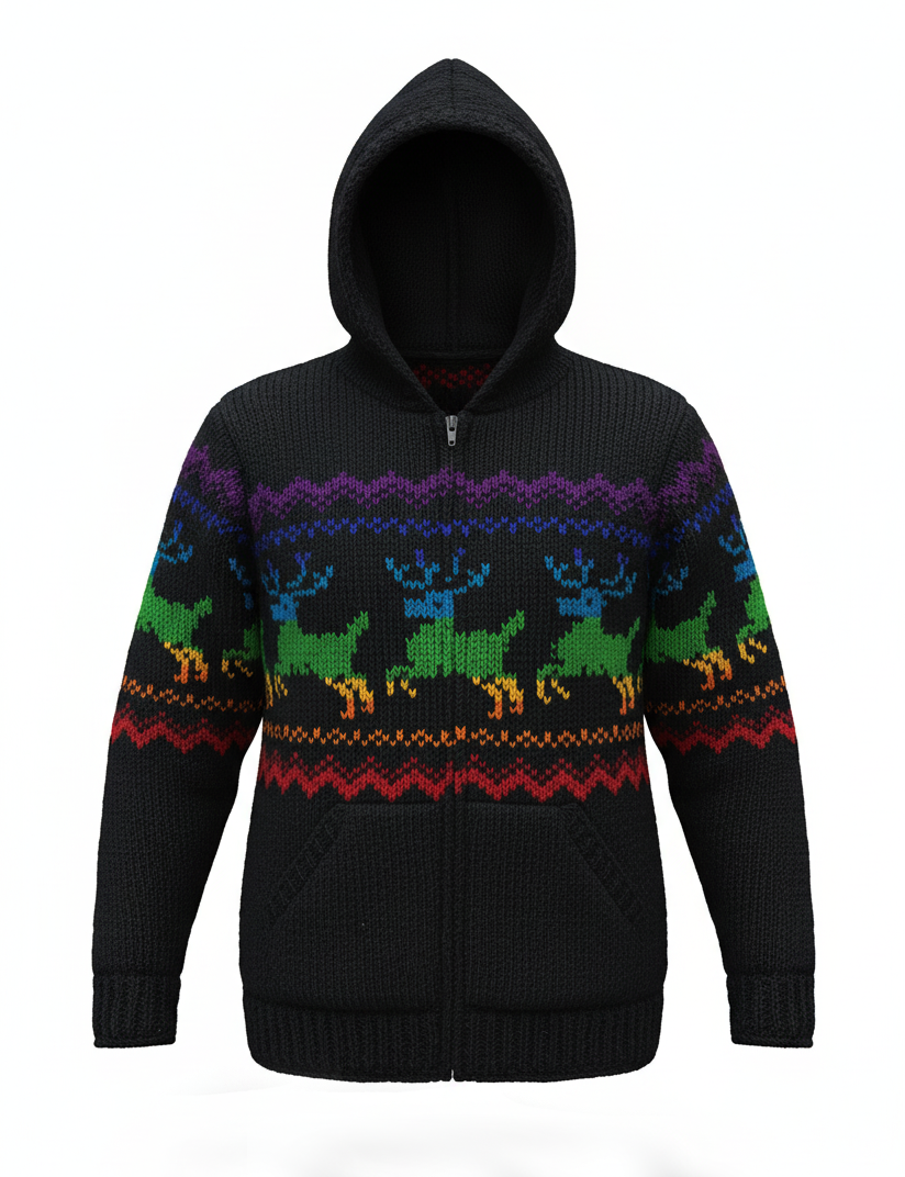 Cozy Boho Wool Jacket | Handmade Knitted Fleece-Lined | 100% New Zealand Wool