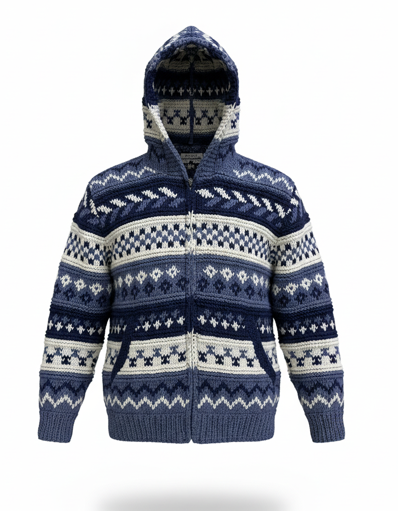 Eco-Friendly Hippie Wool Jacket | Hand-Knit & Fleece Lined | 100% New Zealand Wool