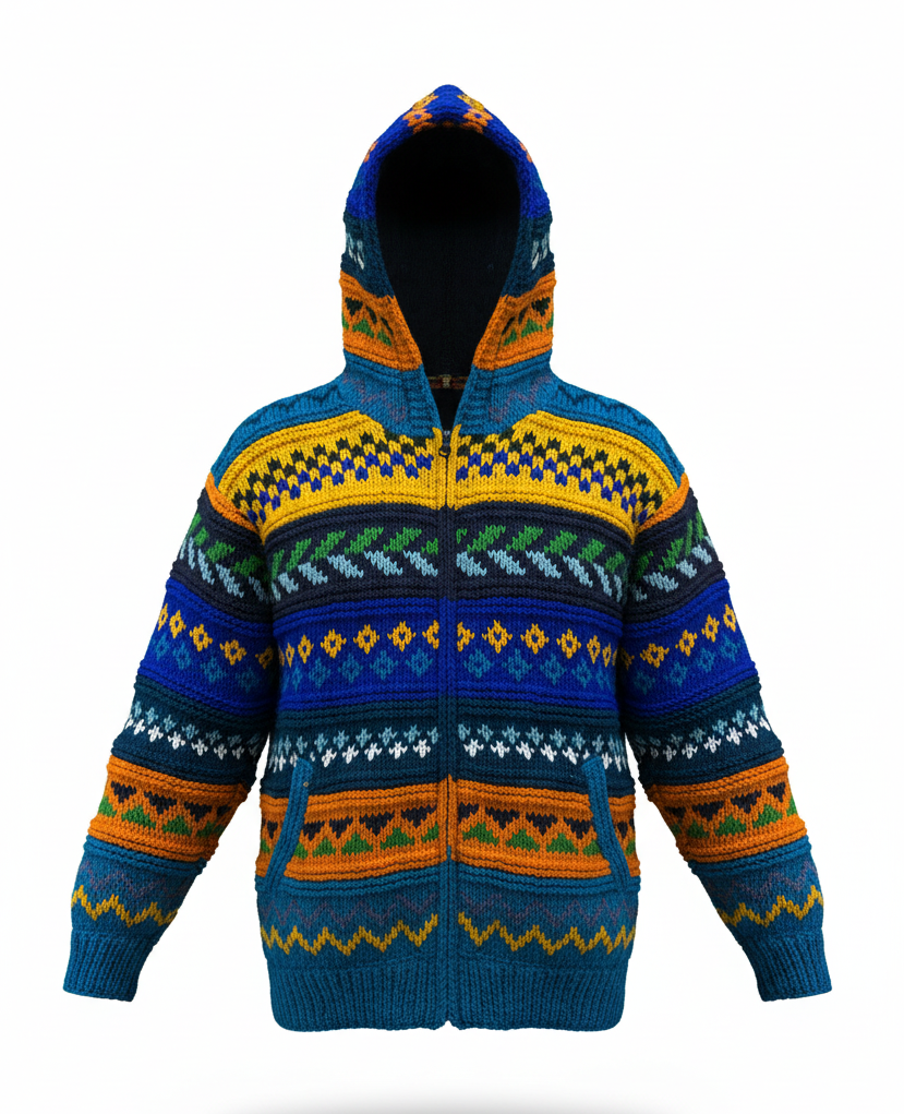 Rainbow Boho Handmade Wool Jacket | Fleece-Lined | 100% New Zealand Wool | Wholesale