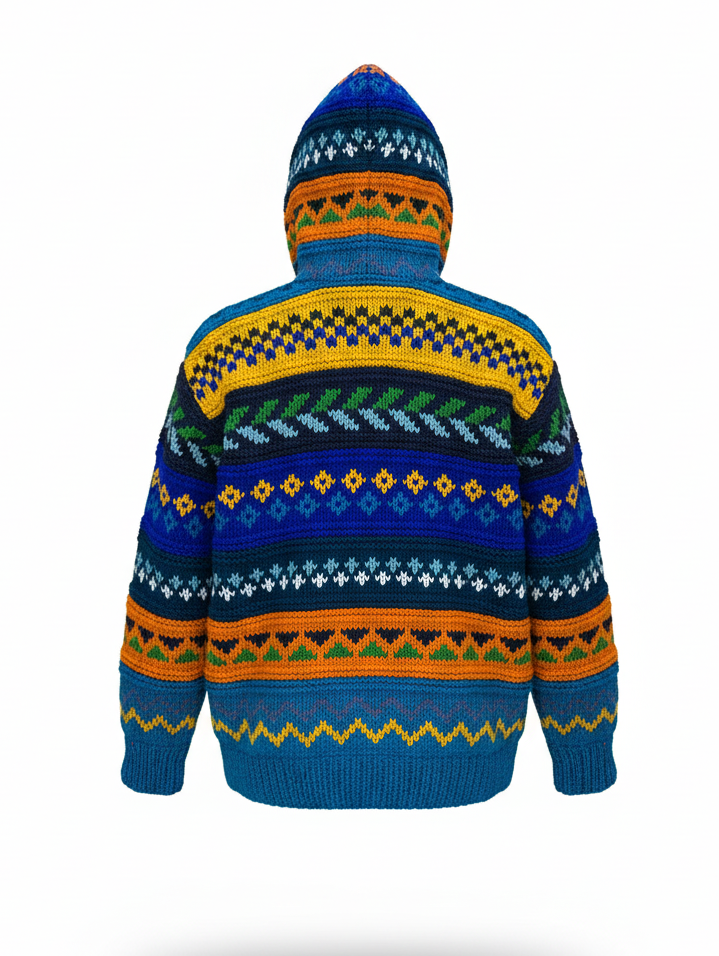 Rainbow Boho Handmade Wool Jacket | Fleece-Lined | 100% New Zealand Wool | Wholesale