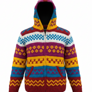 Handcrafted Rainbow Bohemian Jacket | Knitted & Fleece-Lined | Pure NZ Wool | Wholesale