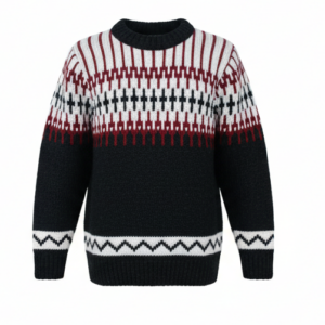 Hand‑Knit Hippie Wool Jumper with Fleece Lining — Boho Vintage Cozy Sweater