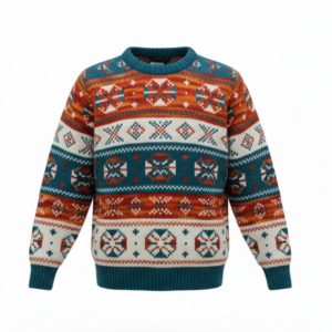 Bohemian Hand‑Knit Wool Jumper | Fleece Lined | Psychedelic & Hippie Style