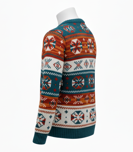 Bohemian Hand‑Knit Wool Jumper | Fleece Lined | Psychedelic & Hippie Style