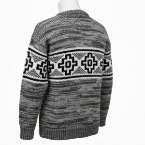 Retro Hippie Wool Jumper with Warm Fleece Lining — Handcrafted Boho Knit