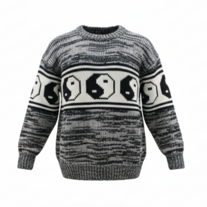 Peace & Love Hand‑Knit Wool Jumper with Fleece Lining — Boho Retro Wear | NZ Wool