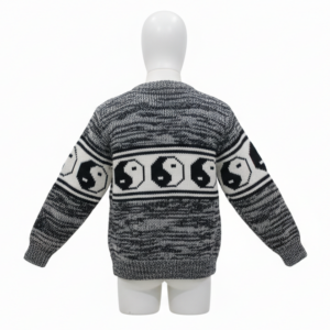 Peace & Love Hand‑Knit Wool Jumper with Fleece Lining — Boho Retro Wear | NZ Wool
