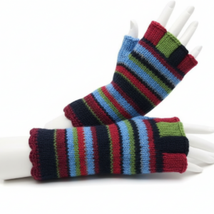 Ethical Nepal Wool Fingerless Gloves | Hand-Knitted Boho Hippie Cold Weather Gloves