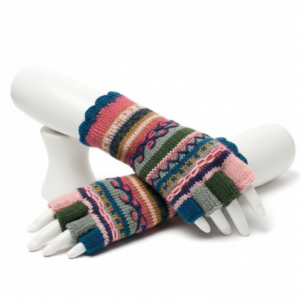 Nepalese Hand-Knit Wool Fingerless Gloves | Eco-Friendly Hippie Winter Accessories