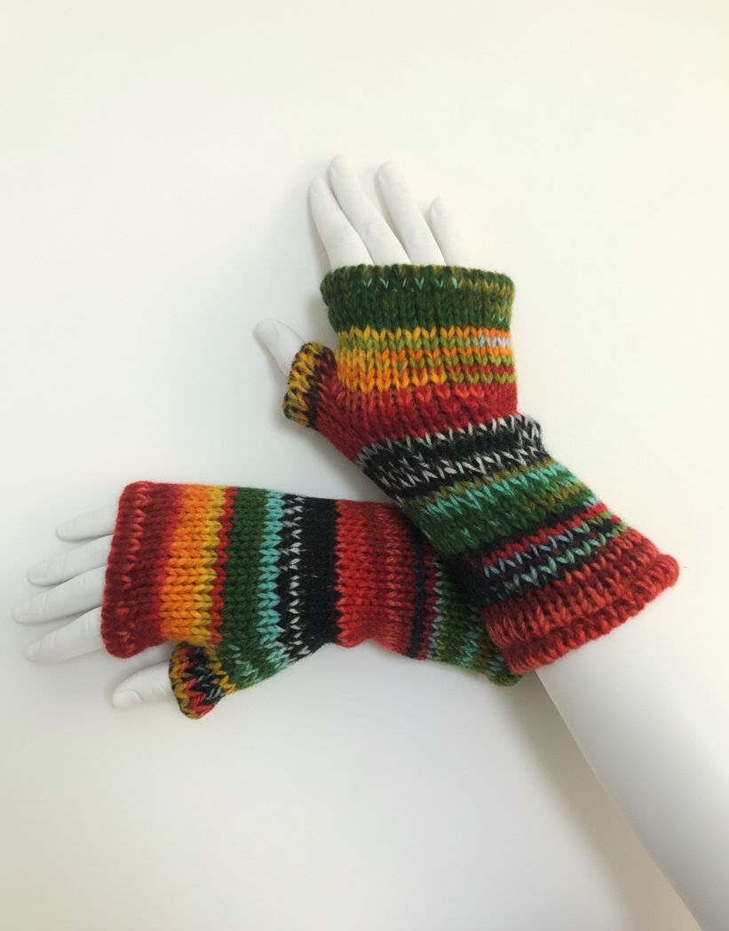 Himalayan Hand-Knitted Fingerless Gloves | Fair Trade Wool Gloves from Nepal