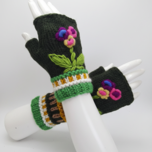 Nepal Handmade Fingerless Wool Gloves | Warm Boho Hippie Gloves for Yoga & Travel